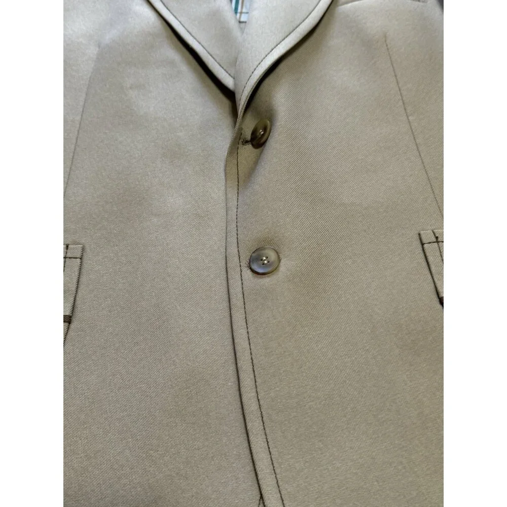 Johnny Carson Blazer Mens Measured Tan Sports Coat Jacket 2 Buttons Designer VTG